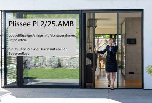 Insektenschutz Plissee für Türen - PL 2/25.AMB für Stulptüren mit ebener Bodenauflage