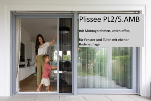 Insektenschutz Plissee für Türen - PL 2/5.AMB für Türen mit ebener Bodenauflage