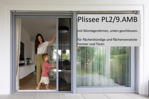 Insektenschutz Plissee für Türen - PL 2/9.AMB für flächenbündige und flächenversetzte Türen