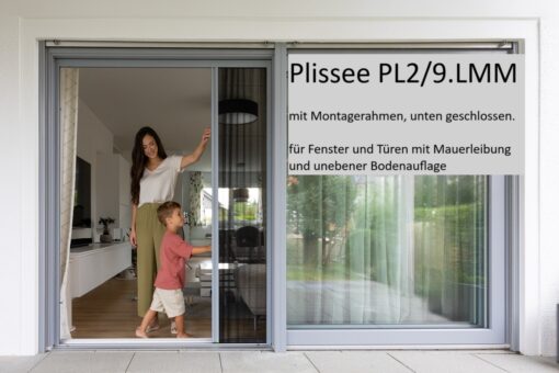 Insektenschutz Plissee für Türen - PL 2/9.LMM für Türen mit Mauerleibung und unebener Bodenauflage