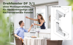 Drehramen für Fenster DF 3/1 fuer flaechenbuendige und flaechenversetzte Fenster