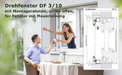 Drehramen für Fenster DF 3/10 für Fenster mit Mauerleibung