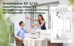 Drehrahmen für Fenster DF 3/16 doppelflügelige Anlage für Stulpfenster mit Mauerleibung