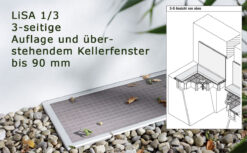 Lichtschachtabdeckung Lisa 1/3 3-seitige Auflage überstehendem Kellerfenster