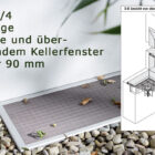 Lichtschachtabdeckung Lisa LI 1/4 mit 3-seitiger Auflage und überstehendem Kellerfenster größer 90 mm