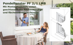 Pendelfenster PF 2/1 LMB flächenbündige und Flächenversetzte Fenster