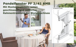 Pendelfenster PF 2/41 AMB mit seitlicher Rahmentrennung für Stulpanschluss