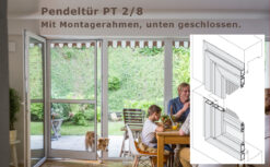 Pendeltüre für flächenbündige und flächenversetzte Türen mit sehr schrägem oder stark abgerundetem Blendrahmenüberschlag - PT 2/8 von MHZ Neher Technology