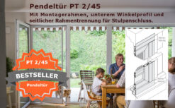Pendeltuere PT 2/45 Montagerahmen Winkelprofil Rahmentrennung Bestseller