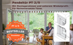 Pendeltuere PT 2/5 mit Montagerahmen unterem Winkelprofil Türen Bestseller