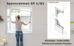 Insektenschutz-Spannrahmen für flächenversetzte Fenster mit Wetterschenkel und eng anliegendem Rollladen - SP 1/81 von MHZ Neher Technology
