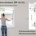 Insektenschutz-Spannrahmen für flächenbündige und flächenversetzte Fenster mit schrägem Blendrahmenüberschlag und seitlich links enger Rollladenführungsschiene - SP 4/11 von MHZ Neher Technology