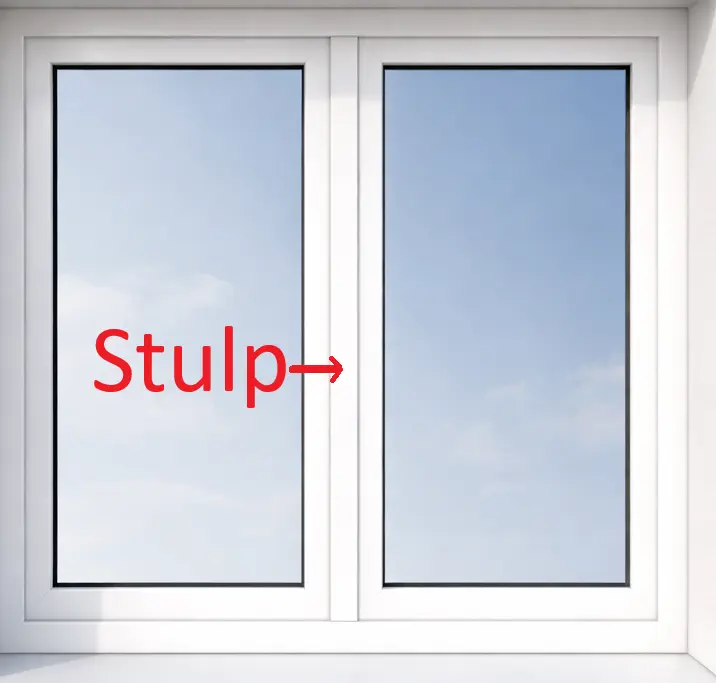 Stulp – mittleres Anschlussprofil zwischen den beiden Flügeln (markiert)